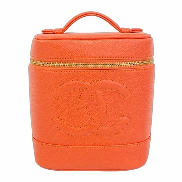 Chanel Vanity Bag Caviar Skin Salmon Pink Gold Hardware Pre-owned Women's - Picture 1 of 10